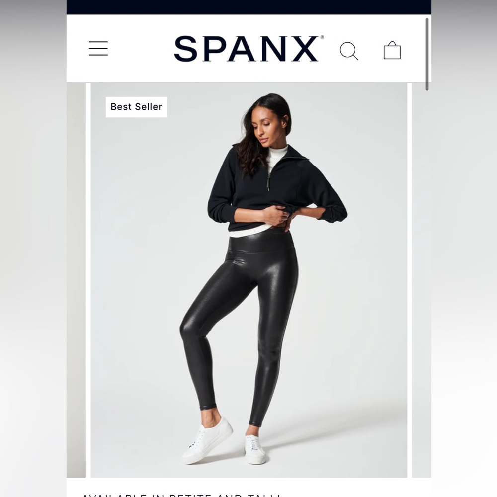 Spanx NWT petite faux leather leggings size XL.